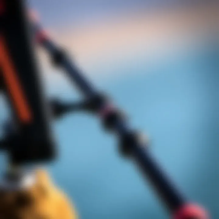 Close-up of a kite bar highlighting size differences