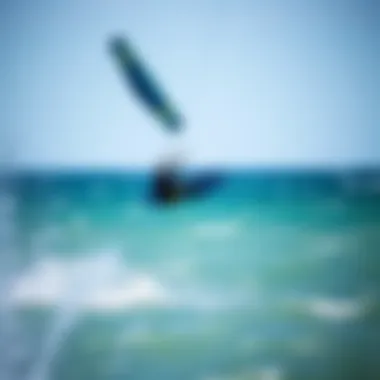 Kiteboarder navigating varying wind conditions