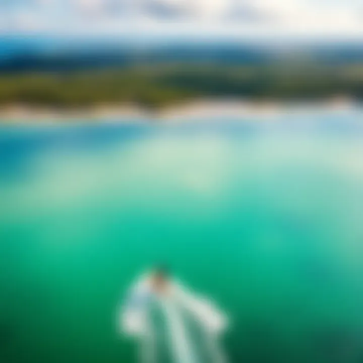 Ideal Kiteboarding Locations An aerial shot of a beautiful kiteboarding location with clear water