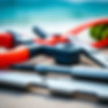 Kiteboarding Equipment Maintenance Tools A close-up of maintenance tools used for kiteboarding equipment