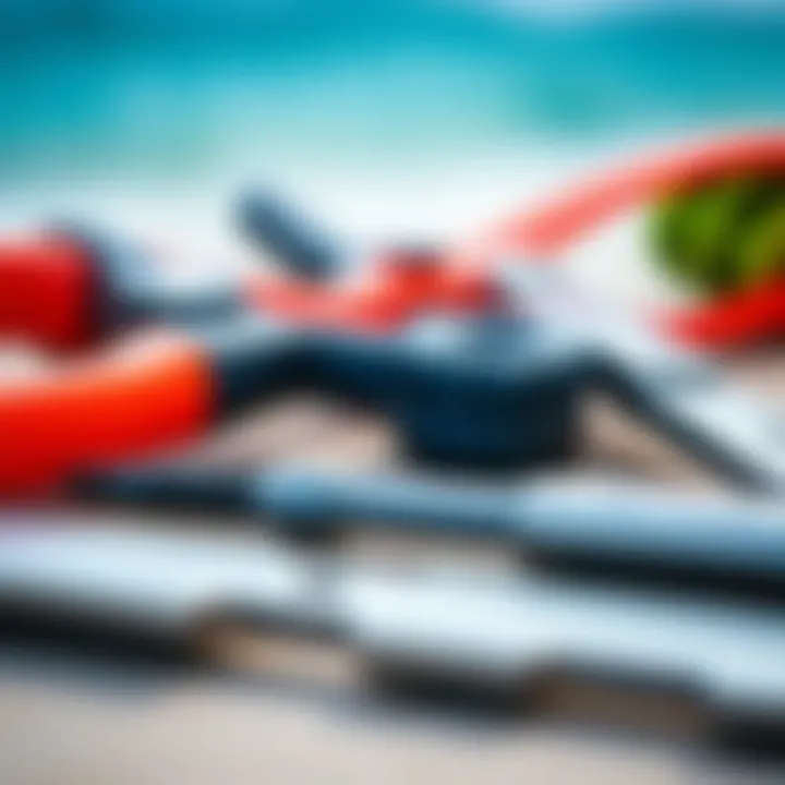 Kiteboarding Equipment Maintenance Tools A close-up of maintenance tools used for kiteboarding equipment