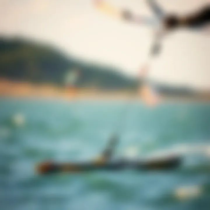 Efoil Remote in Action An efoil remote in action on the water, demonstrating its functionality during kiteboarding