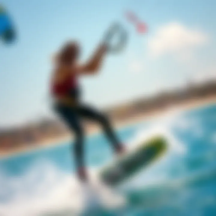 Hydro Boards in Kiteboarding Action A vibrant kiteboarding scene demonstrating the application of hydro boards in action.