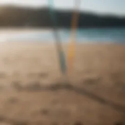 Various types of kite ground stakes used in kiteboarding