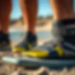 Close-up view of quality kiteboard foot straps demonstrating durability and design