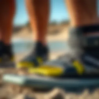 Quality and Design of Kiteboard Foot Straps Close-up view of quality kiteboard foot straps demonstrating durability and design