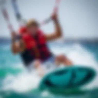 Axis Life Jacket in Kiteboarding Action The Axis life jacket in action during a kiteboarding session