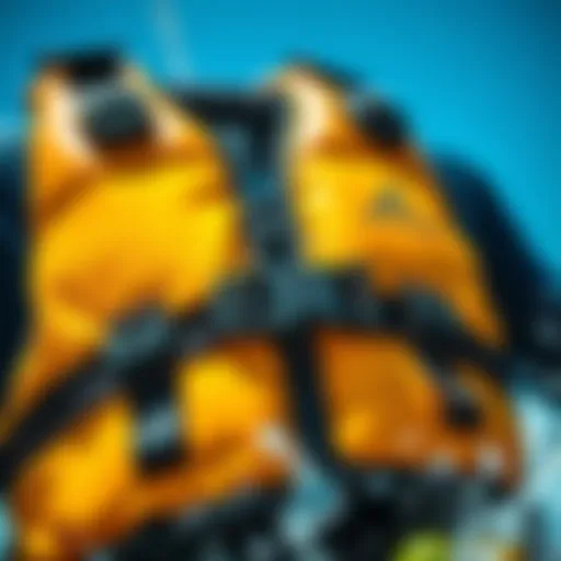 Detail view of the Axis life jacket showcasing its buoyancy features