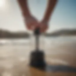 Internal components of a Liquid Force kite pump showcasing its design and functionality