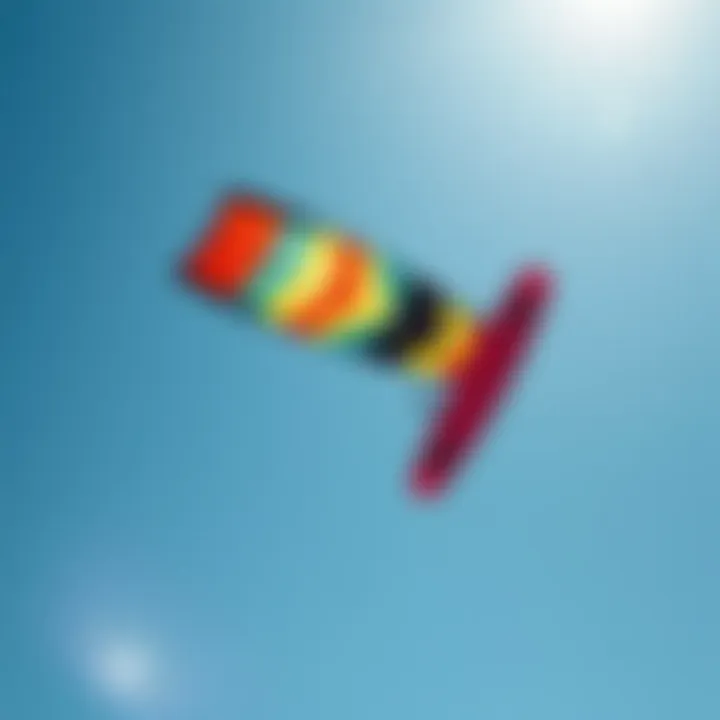 Harnessing the Power of Wind A vibrant kite soaring high with clear blue skies and optimal wind conditions.