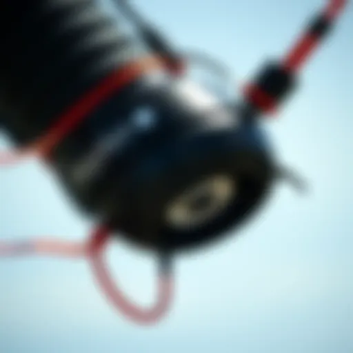 Detailed view of a slingshot top showcasing its materials and craftsmanship.