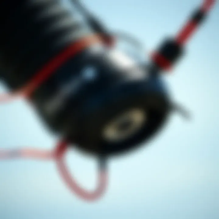 Detailed view of a slingshot top showcasing its materials and craftsmanship.