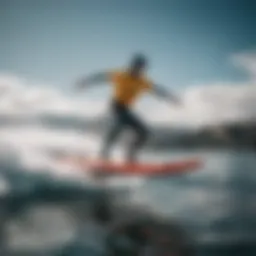 A sleek hydrofoil surfboard gliding over water