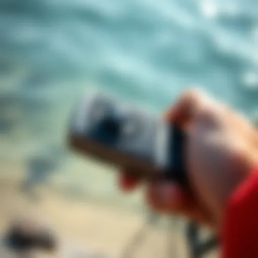 Close-up view of an efoil remote showcasing its ergonomic design.