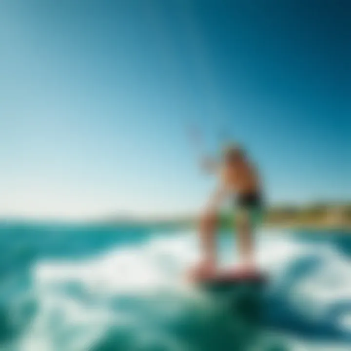 Kiteboarder utilizing the Inboard M1 on water