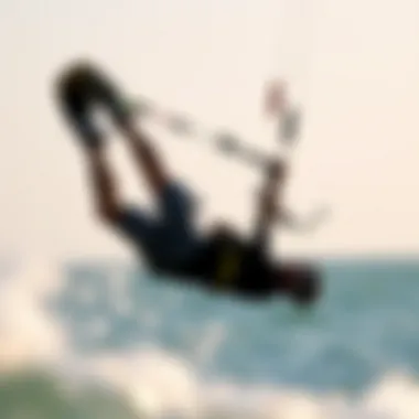 Inverted Back Technique in Action A kiteboarder in mid-air showcasing the inverted back technique