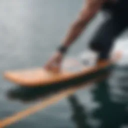 Close-up of hydrofoil board mechanics