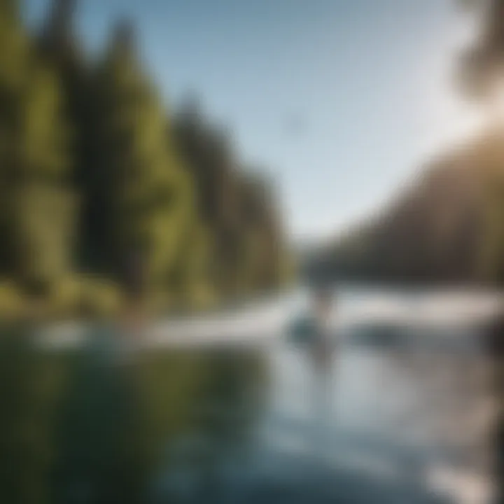 Enjoying Hydrofoil Boarding in Nature Scenic view of hydrofoil boarding in nature