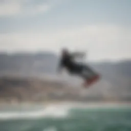 Kiteboarder harnessing strong winds in Los Angeles