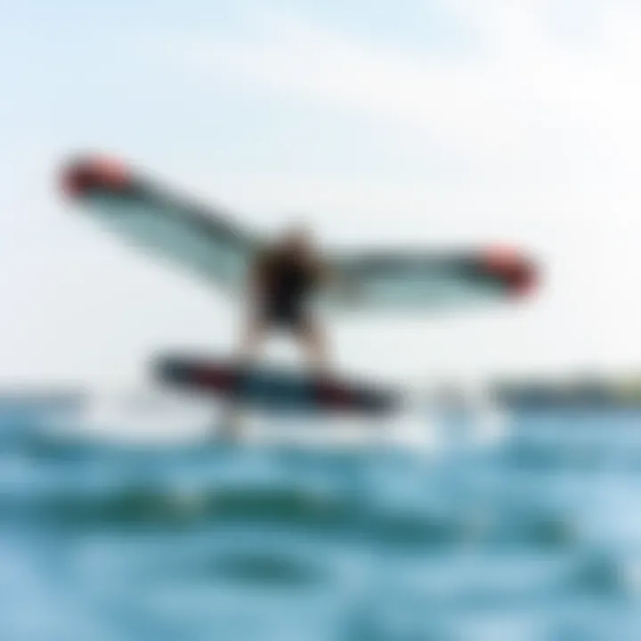 Advanced Wingfoiling Techniques A rider demonstrating advanced wingfoiling techniques on water