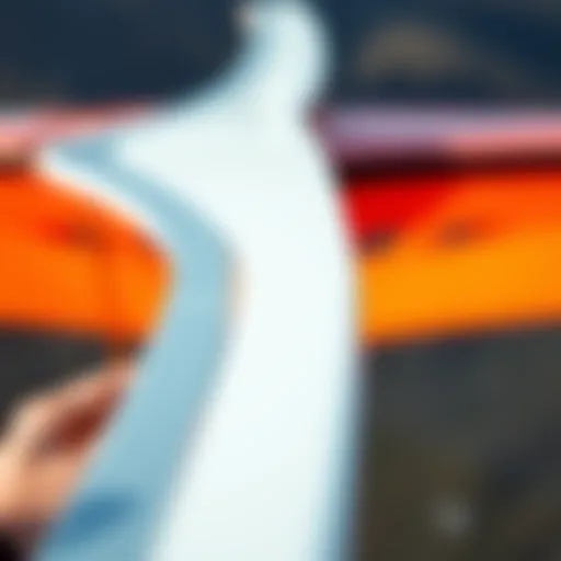 Detailed view of wingfoil wing design showing materials and structure