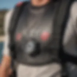 Close-up view of a waist harness showcasing its unique design and materials