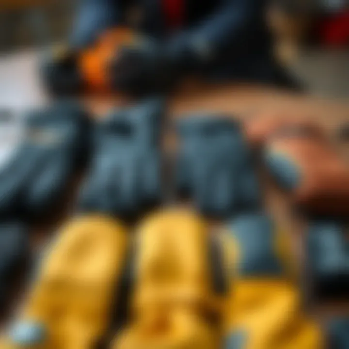 Comparative Analysis of Mittens Materials Different materials used in wetsuit mittens laid out for comparison.