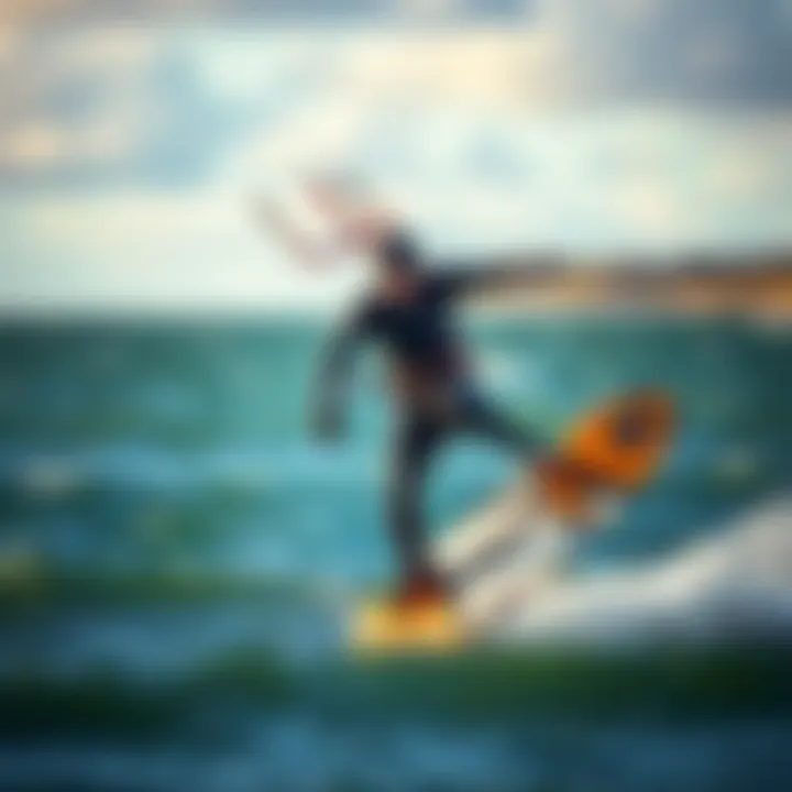 Maximizing Performance with Wetsuit Mittens Kiteboarder performing tricks with optimal gear, including wetsuit mittens.