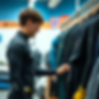 Choosing the Right Wetsuit Kiteboarder selecting a wetsuit in a store
