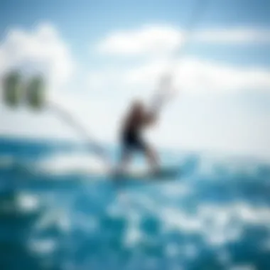 An athlete enjoying wing foiling in stunning waters