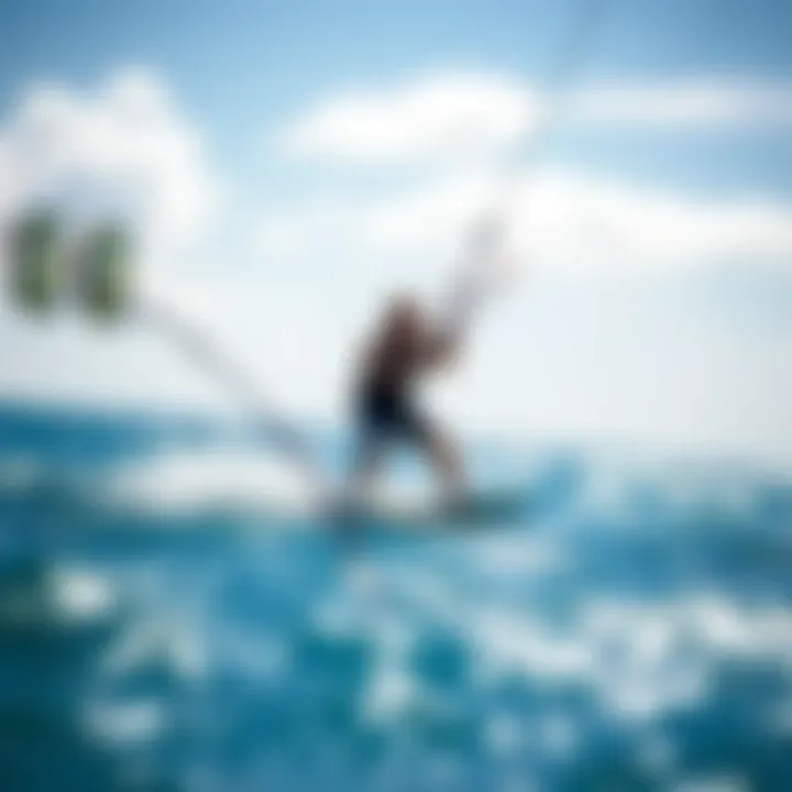 An athlete enjoying wing foiling in stunning waters