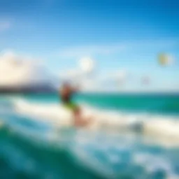 A vibrant kiteboarding scene on Oahu's coastline