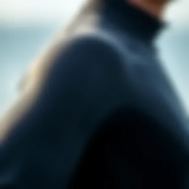 Wetsuit Material and Flexibility A close-up view of a wetsuit showcasing its flexibility and material texture.