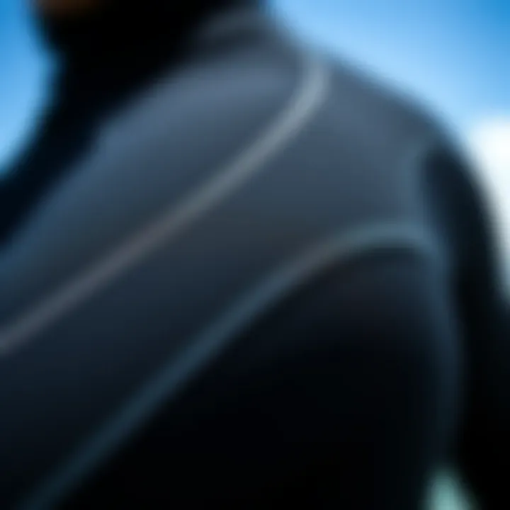 Close-up view highlighting the texture and material of a wetsuit