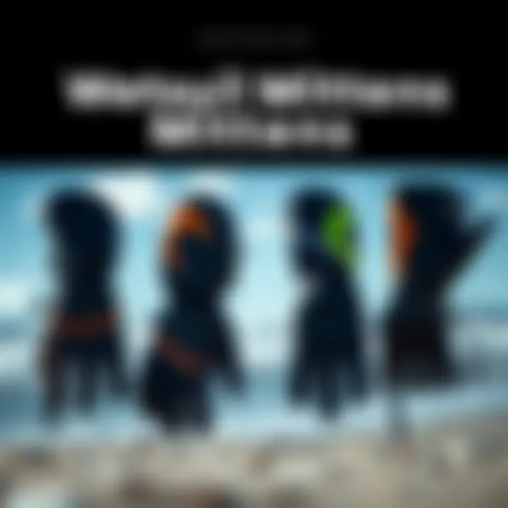 Variety of Wetsuit Mittens Designs Different designs of wetsuit mittens showcased