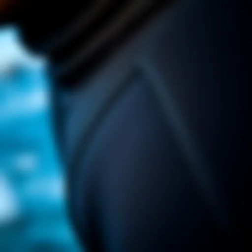 Wetsuit Material Texture and Flexibility Close-up of wetsuit material showcasing texture and flexibility