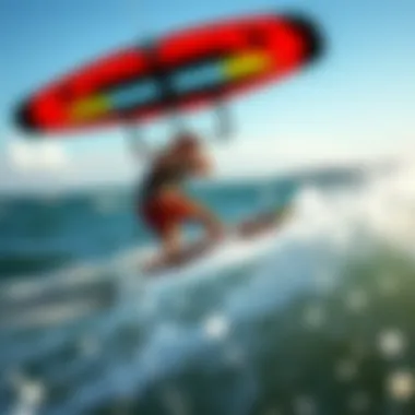 Wing Kitesurfing in Action Dynamic display of wing kitesurfing in action