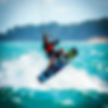 Dynamic Kiteboarding with Woo Kite 3.0 Dynamic kiteboarding action showcasing Woo Kite 3.0 in use